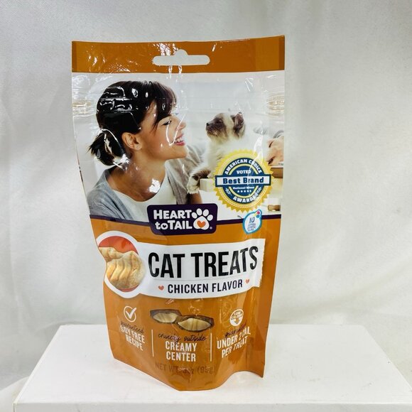 New 3 X 3 oz Heart to Tail Cat Treats Salmon Chicken Seafood Creamy Center - Picture 6 of 8
